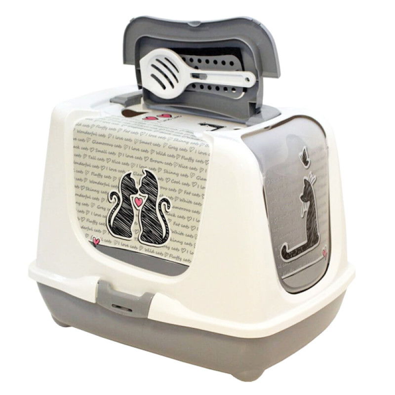 Moderna Trendy Cat туалет закрытый для кошек, 50 см х 39 см х 37 см, серый