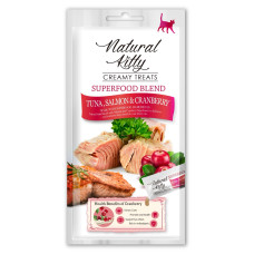 Natural Kitty Creamy Treats Tuna With Salmon & Cranberry рідкі ласощі для котів з лососем, 4 х 12 гр