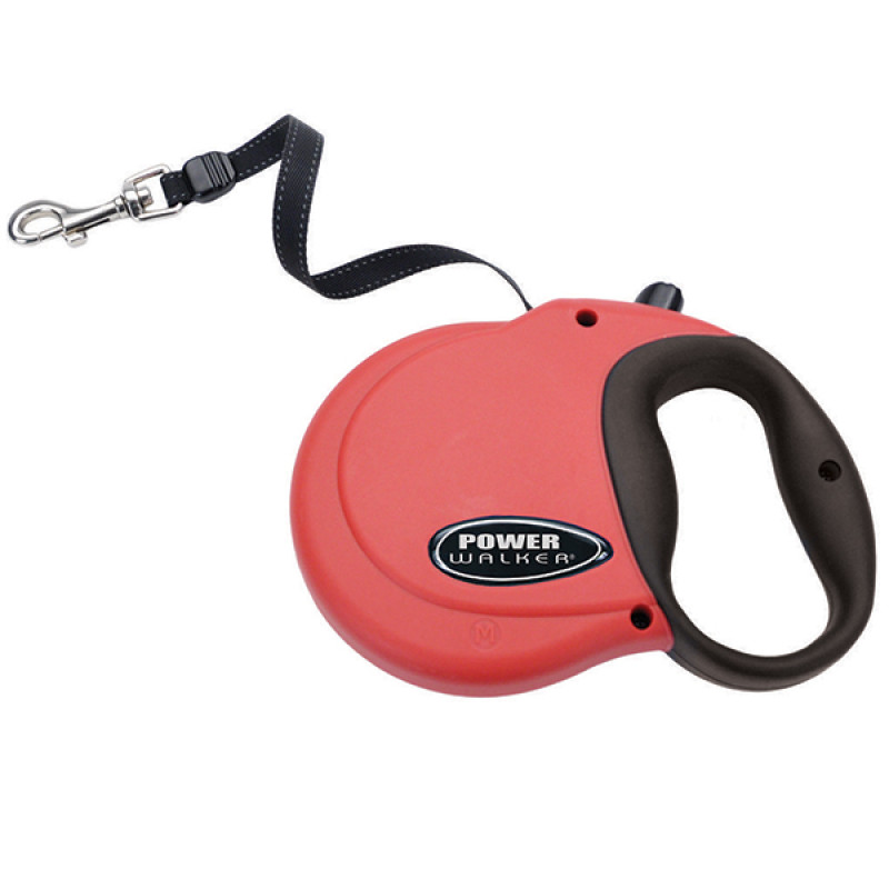 Coastal Power Walker Retractable Leash до 29 кг рулетка для собак, стрічка 4.8 м, червона