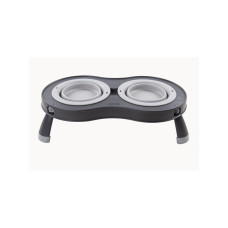 Dexas Double Elevated Feeder миска двойная на складной подставке, 2 шт х 600 мл, серая