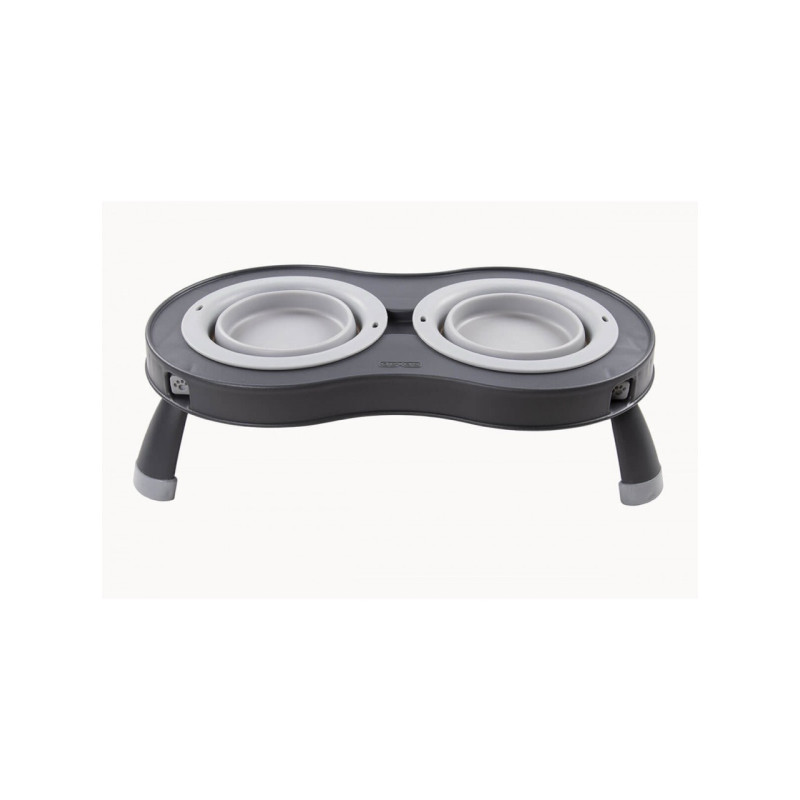 Dexas Double Elevated Feeder миска двойная на складной подставке, 2 шт х 600 мл, серая