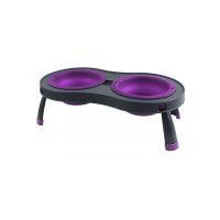 Dexas Double Elevated Feeder миска подвійна на складній підставці, 2 шт х 600 мл, фіолетовий