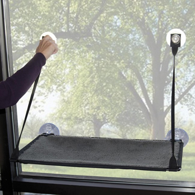 K&H Ez Mount Window Kitty Sill лежак на окно для кошек, 58.5 х 30.5 см, серый