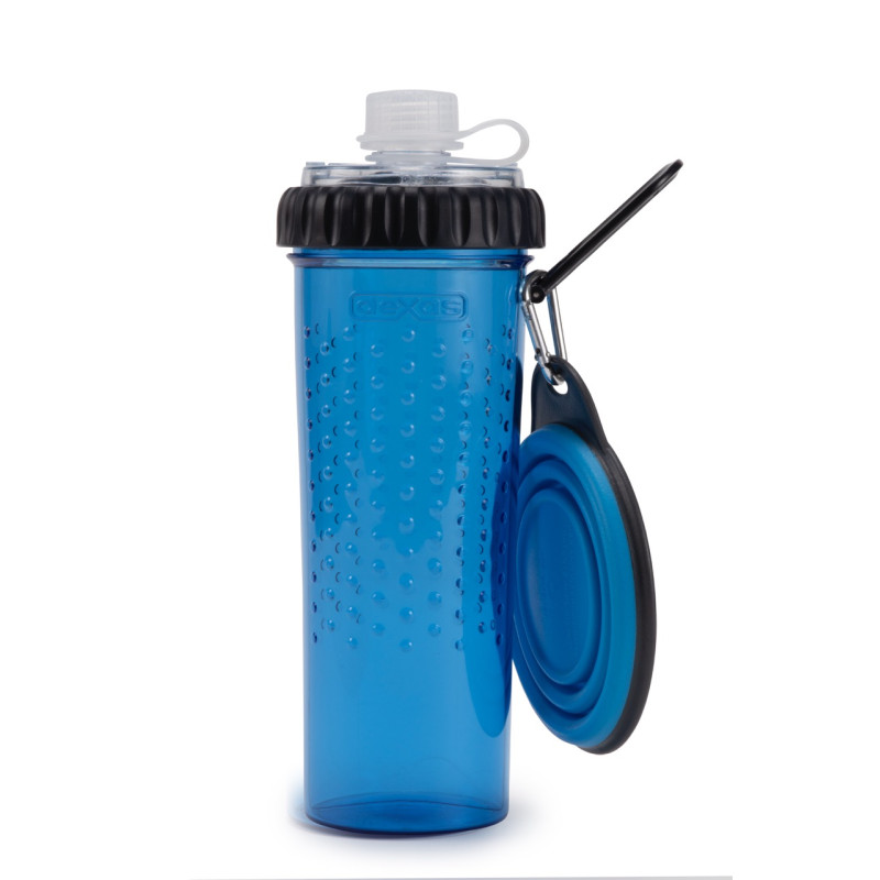 Dexas Snack Duo With Companion Cup пляшка для собак дорожня подвійна для корму та води, 720 мл, блакитна
