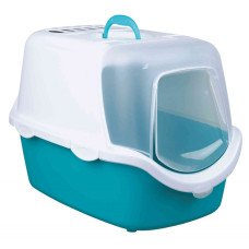 Trixie Vico Open Top туалет для котів закритий, 40х40х56 см, бірюзовий з прозорою кришкою