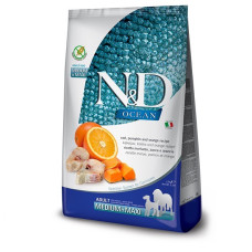 Farmina N&D Ocean Cod, Pumpkin & Orange Adult Medium & Maxi сухой корм с треской для собак средних и крупных пород, 2.5 кг