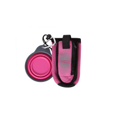 Dexas Bottlepocket With Travel Cup сумка для лакомства для собак со складной миской, 480 мл, розовая