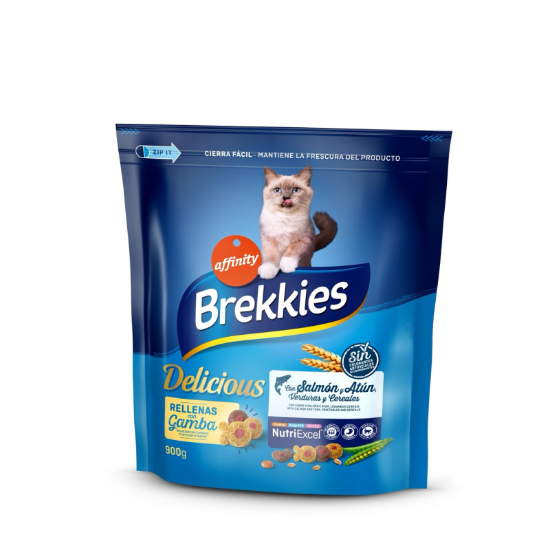 Brekkies Cat Delicious Fish сухой корм с рыбой для котов, 900 гр