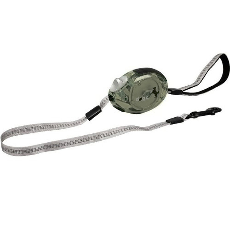 Flamingo Dogx2GO Belt Glassy L рулетка для собак до 35 кг, лента 2 м, серая