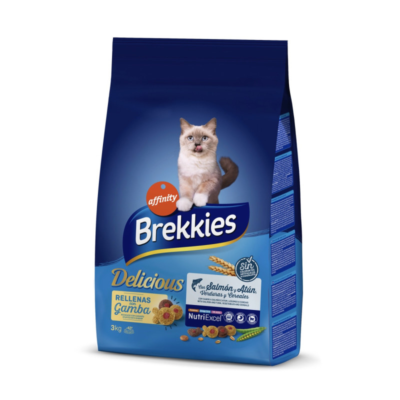 Brekkies Cat Delicious Fish сухой корм с рыбой для котов, 3 кг
