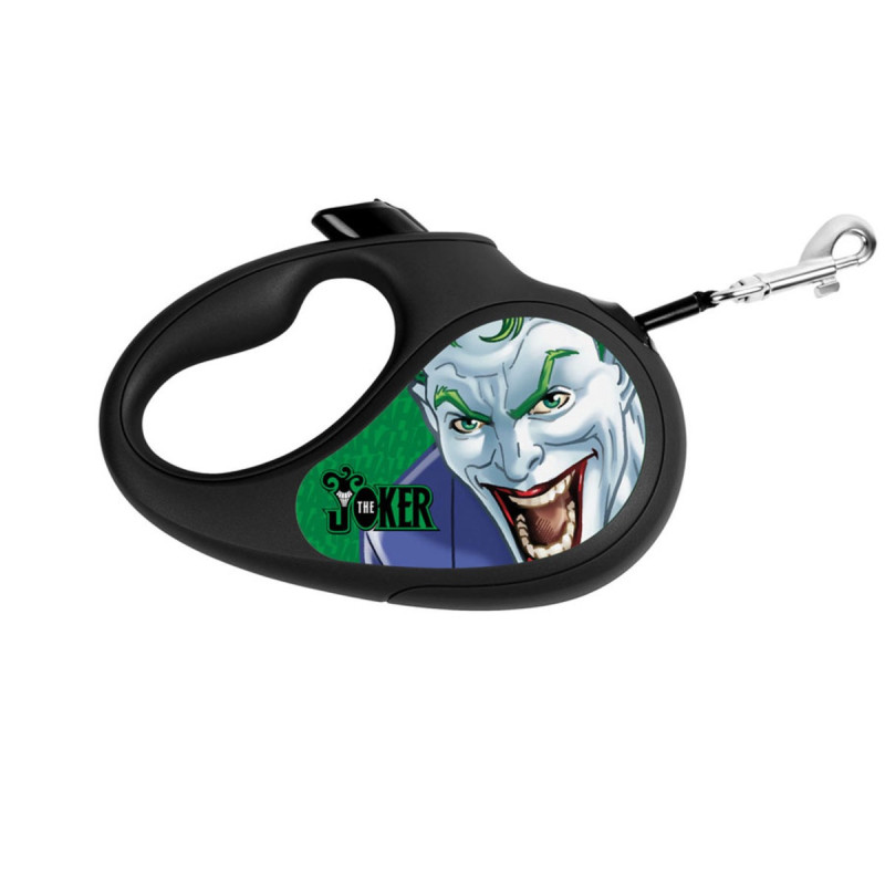 Waudog R-Leash M рулетка для собак з малюнком "Джокер Зелений", стрічка, 5 м