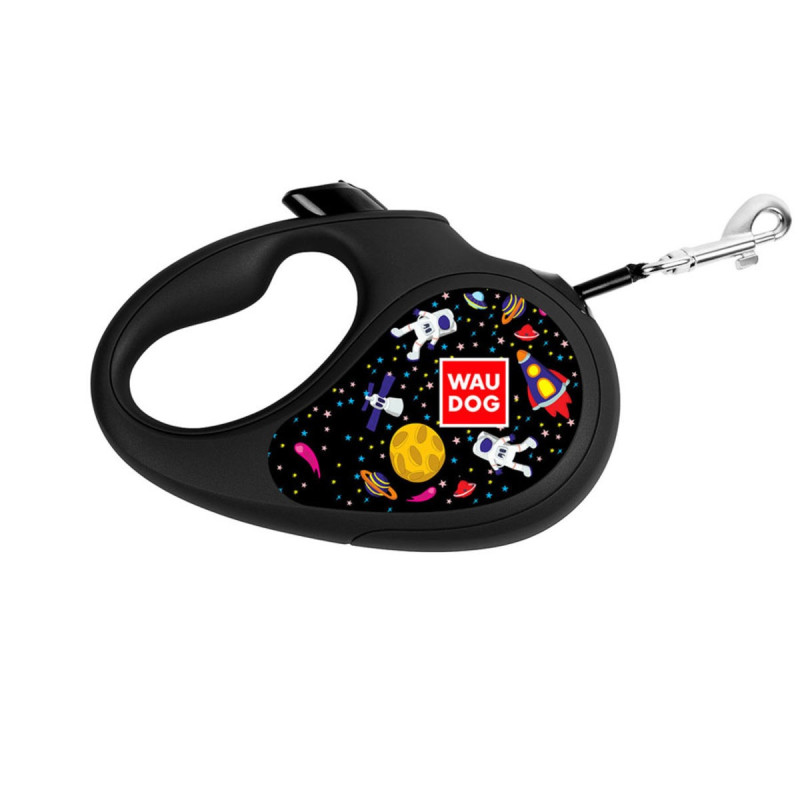 Waudog R-Leash M рулетка для собак з малюнком "Nasa", стрічка, 5 м