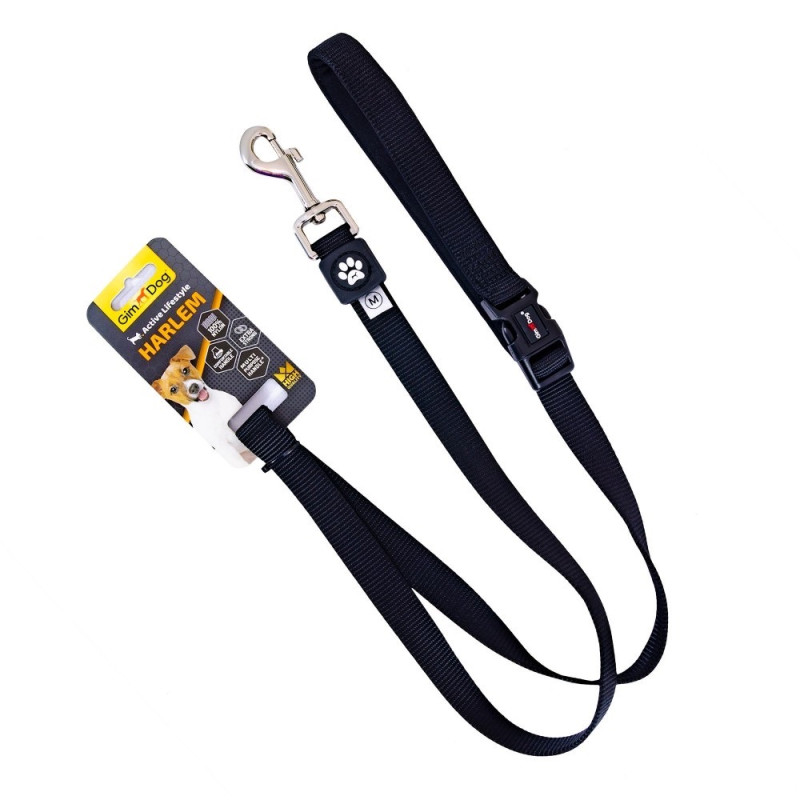 GimDog Harlem поводок для собак, 1.2 м х 2 см, черный