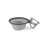 Dexas Travel Cup with Bottle Holder & Carabiner миска дорожня складана для собак та котів, 240 мл, сіра