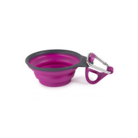 Dexas Travel Cup with Bottle Holder & Carabiner дорожная миска складная для собак и кошек, 240 мл, пурпурная