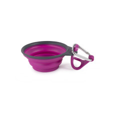 Dexas Travel Cup with Bottle Holder & Carabiner дорожная миска складная для собак и кошек, 240 мл, пурпурная