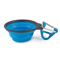 Dexas Travel Cup with Bottle Holder & Carabiner миска дорожня складана для собак та котів, 240 мл, блакитна
