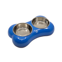 Kika Bone Shape миска подвійна для котів та собак, 2 шт х 400 мл, синій