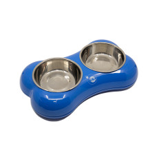 Kika Bone Shape миска подвійна для котів та собак, 2 шт х 400 мл, синій