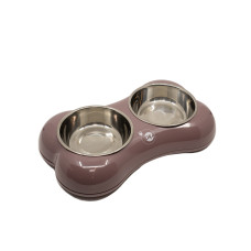 Kika Bone Shape миска двойная для кошек и собак, 2 шт х 400 мл, кремовый