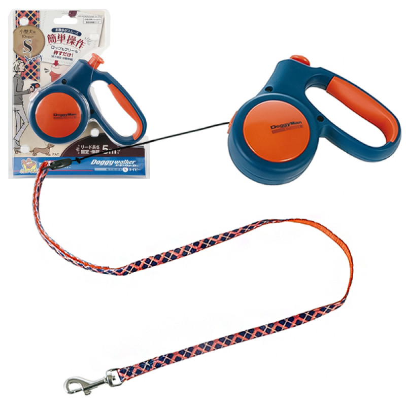 DoggyMan Retractable Lead Trad Style S рулетка для собак, трос 5 м, синий