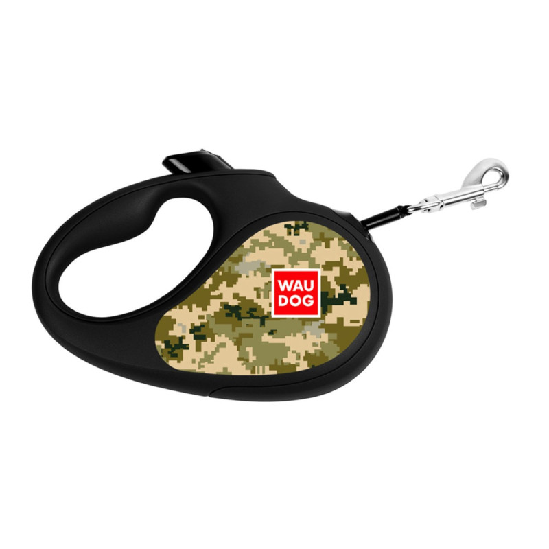 Waudog R-Leash S рулетка для собак з малюнком "Мілітарі", стрічка, 5 м