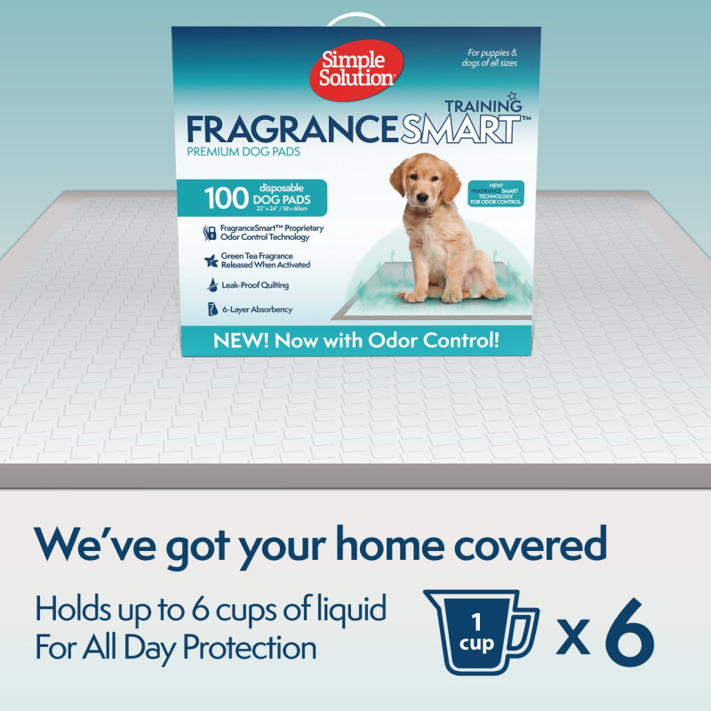 Simple Solution Fragrance Smart Odor Control Puppy Training Pads одноразові пелюшки для собак з ароматом зеленого чаю, 60 см х 61 см, 100 шт - фото 14