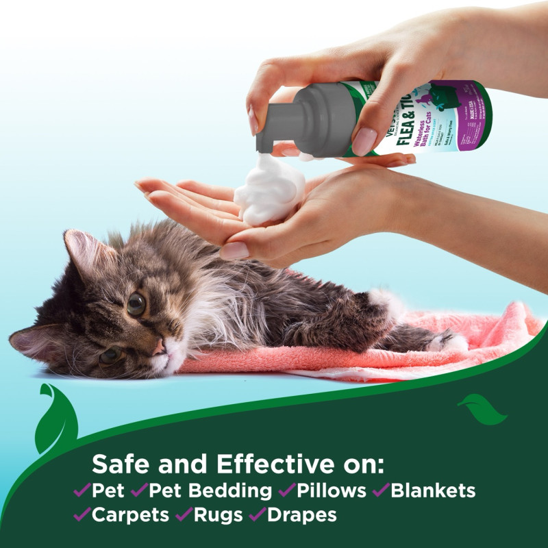 Vet's Best Flea & Tick Waterless Bath For Cats Cottonspice піна від бліх і кліщів для котів, 147 мл - фото 4