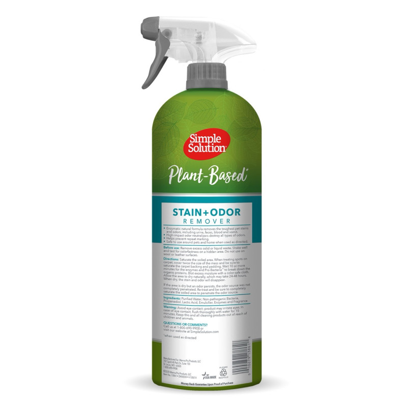 Simple Solution Plant-Based Stain and Odor Remover органический нейтрализатор запаха и пятен, 946 мл - фото 2