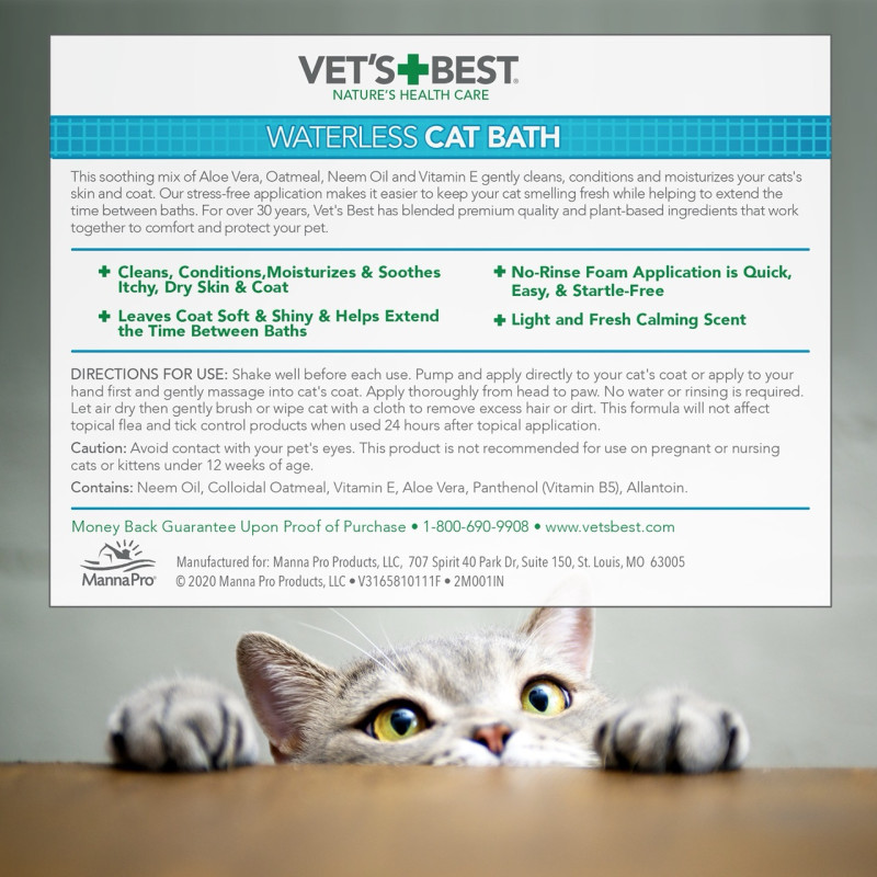 Vet's Best Waterless Cat Bath шампунь без води для котів, 118 мл - фото 2