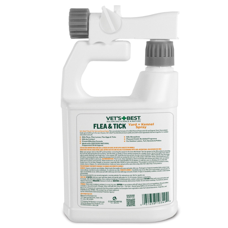 Vet's Best Flea & Tick Yard + Kennel Spray спрей від кліщів, бліх, комах для обробки двору, 945 мл - фото 2