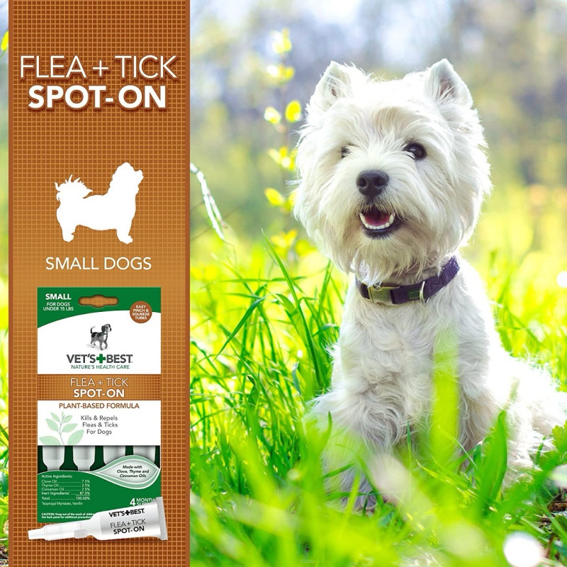 Vet's Best Flea Tick Spot-on Tubs капли от блох и клещей для собак весом до 7 кг, 4 пип - фото 3
