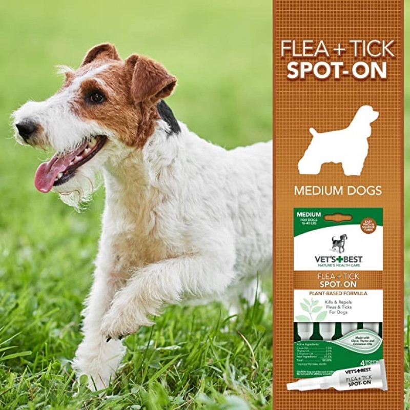 Vet's Best Flea Tick Spot-on Tubs капли от блох и клещей для собак весом от 7 до 18 кг, 4 пип - фото 2