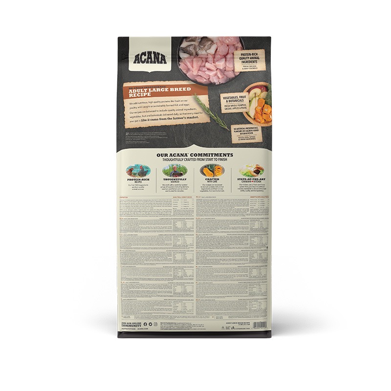 Acana Adult Large Breed Recipe сухой корм с мясом птицы для собак больших пород любого возраста 17 кг - фото 3