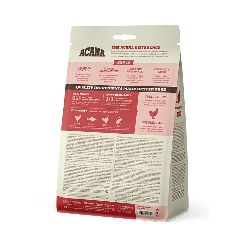 Acana Indoor Entree Cat сухой корм для малоактивных котов 340 гр - фото 4