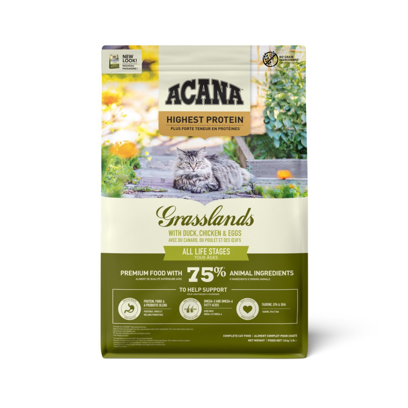 Acana Grasslands cat сухой корм с мясом и рыбой для котов всех возрастов 1.8 кг - фото 2