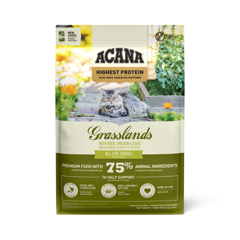 Acana Grasslands cat сухий корм з м'ясом та рибою для котів будь-якого віку 4.5 кг - фото 2