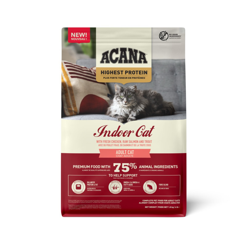 Acana Highest Protein Indoor Cat сухий корм з куркою та рибою для домашніх котів, 1.8 кг - фото 2