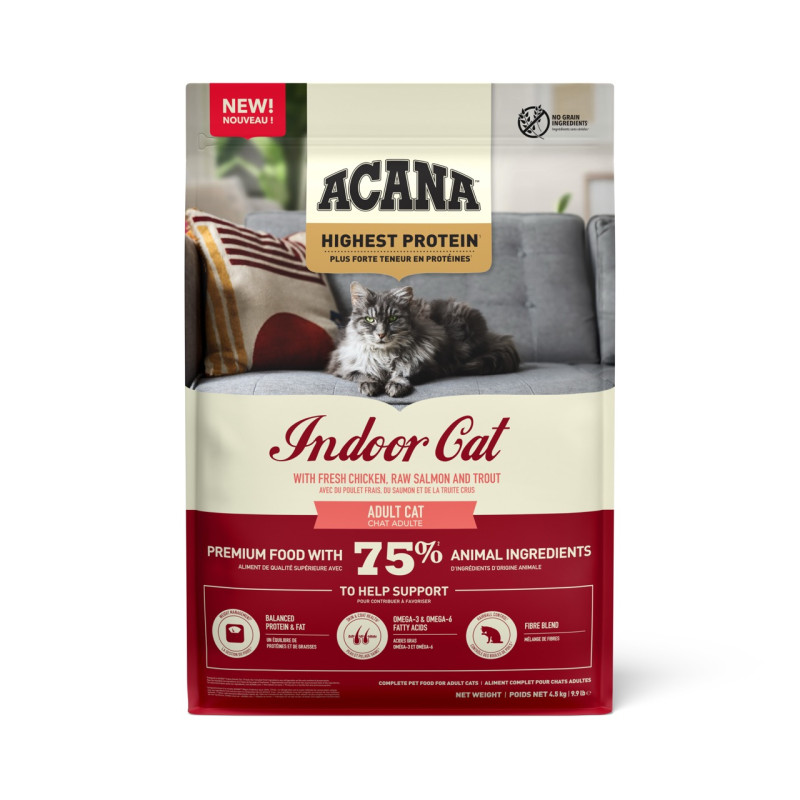 Acana Highest Protein Indoor Cat сухий корм з куркою та рибою для домашніх котів, 4.5 кг - фото 2