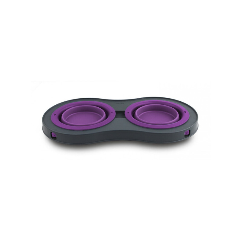 Dexas Double Elevated Feeder миска двойная на складной подставке, 2 шт х 600 мл, фиолетовый - фото 3