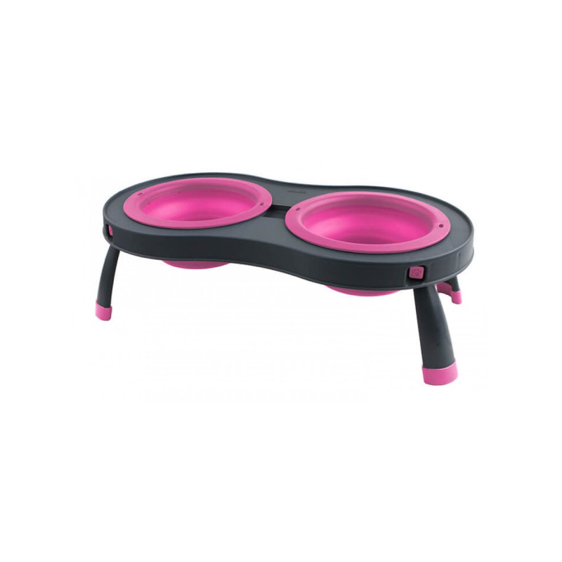 Dexas Double Elevated Feeder миска двойная на складной подставке, 2 шт х 600 мл, розовый - фото 2