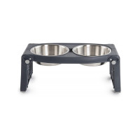 Dexas Adjustable Height Double Pet Feeder миска из нержавеющей стали двойная с регулируемыми ножками, 2 шт х 960 мл, серая