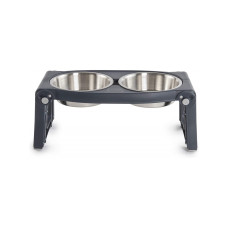 Dexas Adjustable Height Double Pet Feeder миска из нержавеющей стали двойная с регулируемыми ножками, 2 шт х 960 мл, серая