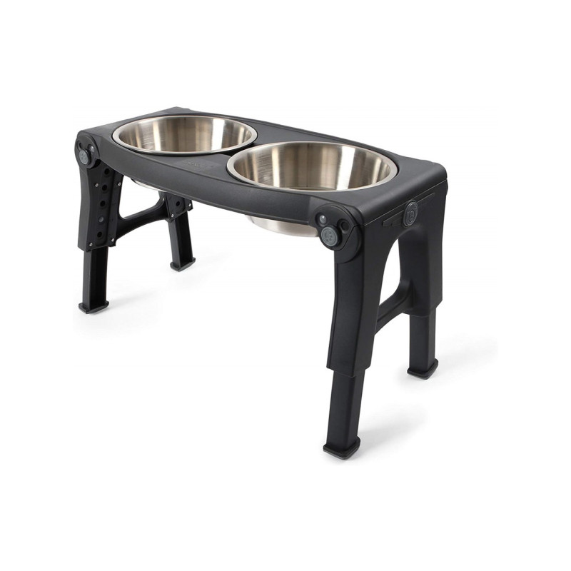 Dexas Adjustable Height Double Pet Feeder миска з нержавіючої сталі подвійна з регульованими ніжками, 2 шт х 960 мл, сіра - фото 2