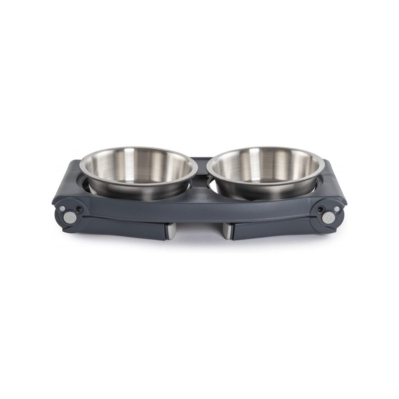 Dexas Adjustable Height Double Pet Feeder миска з нержавіючої сталі подвійна з регульованими ніжками, 2 шт х 960 мл, сіра - фото 3