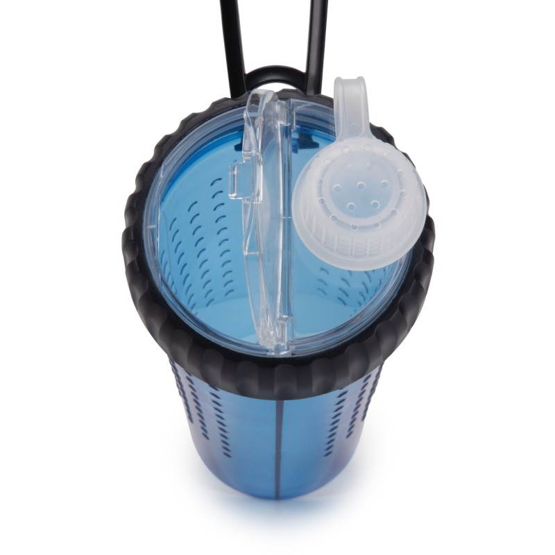 Dexas Snack Duo With Companion Cup бутылка для собак дорожная двойная для корма и воды, 720 мл, голубая - фото 3