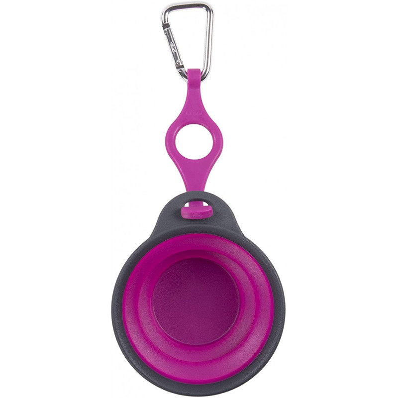 Dexas Travel Cup with Bottle Holder & Carabiner миска дорожня складана для собак та котів, 240 мл, пурпурна - фото 2