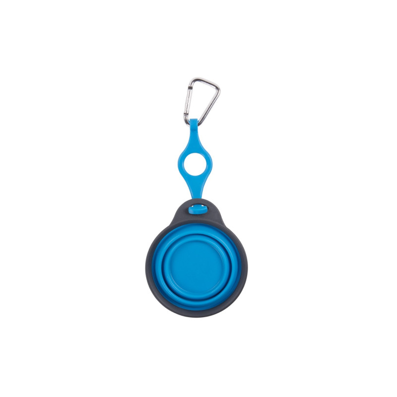 Dexas Travel Cup with Bottle Holder & Carabiner дорожная миска складная для собак и кошек, 240 мл, голубая - фото 3