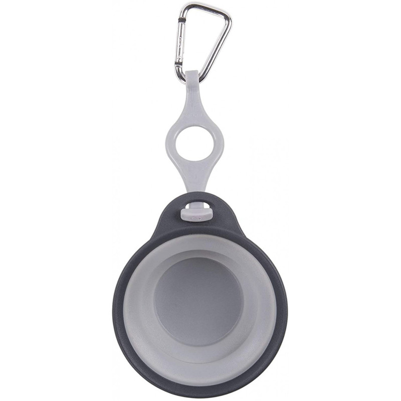Dexas Travel Cup with Bottle Holder & Carabiner дорожная миска складная для собак и кошек, 240 мл, серая - фото 2
