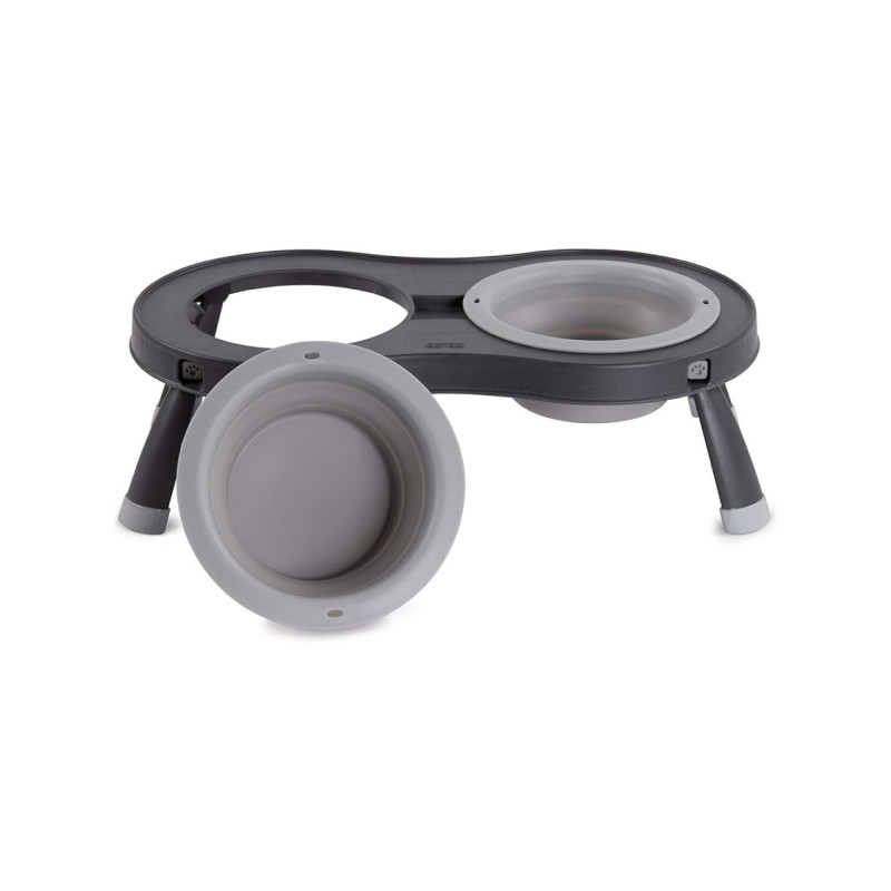 Dexas Double Elevated Feeder миска двойная на складной подставке, 2 шт х 600 мл, серая - фото 3